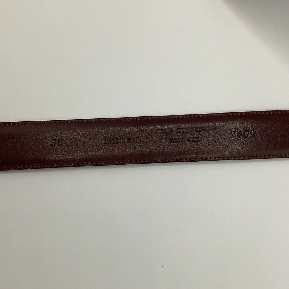 Smooth Reddish Brown Leather Belt with Gold Brass Buckle - Picture 11 of 15
